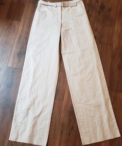Giorgio Armani Cream 100% linen Casual Pants